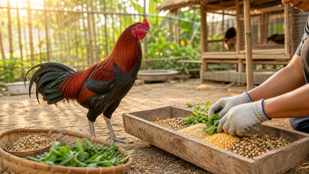 Racikan Pakan Rahasia Penambah Tenaga untuk Ayam Bangkok Aduan Jelang Laga Strategi Nutrisi Optimal